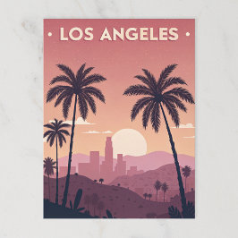 Postal Sunset retro de Los Ángeles con palmeras