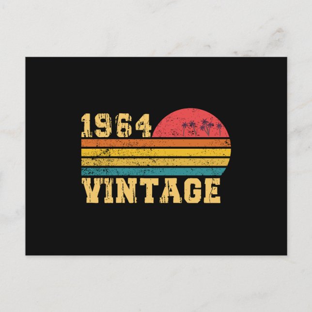 Postal Sunset retro vintage 1964 Cumpleaños (Anverso)