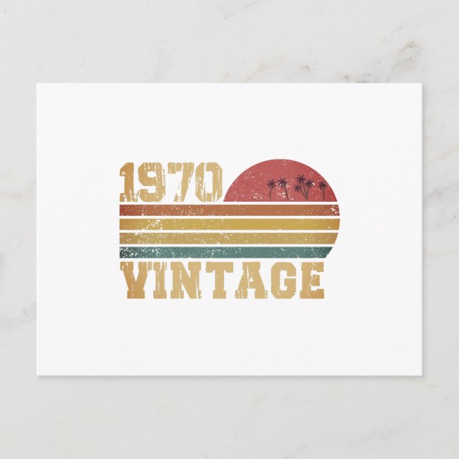 Postal Sunset retro vintage 1970 Cumpleaños (Anverso)