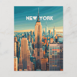 Postal Sunset retro vintage sobre Manhattan