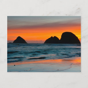 Postal Sunset, Sea Stacks, Oceanside, Oregon, Estados Uni