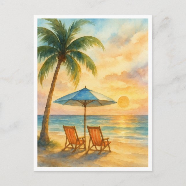 Postal Sunset Serenity Beach Post Card (Anverso)