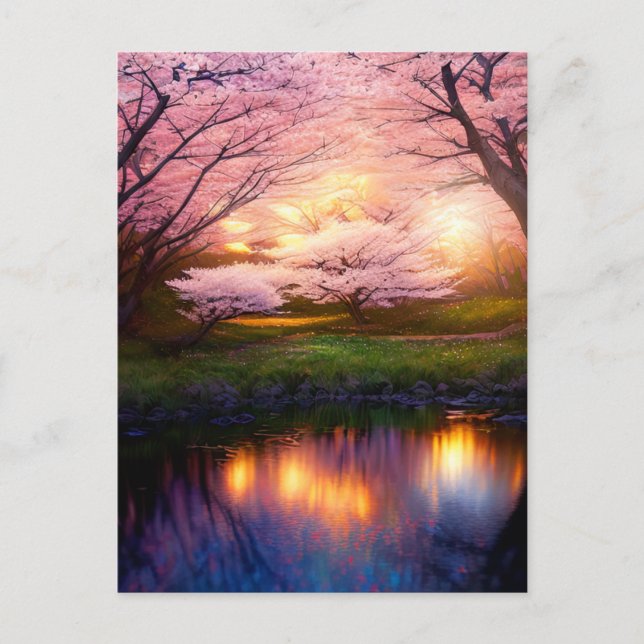 Postal Sunset sobre el lago Cherry (Anverso)