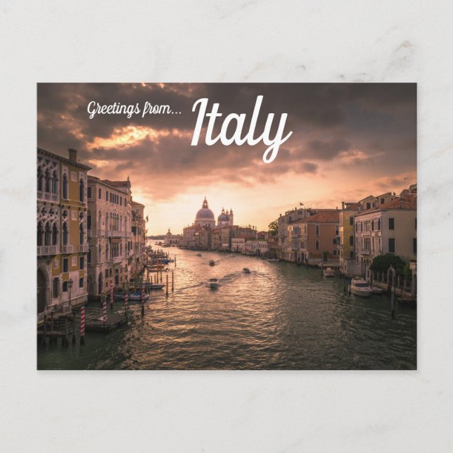 Postal Sunset sobre Venecia Italia (Anverso)