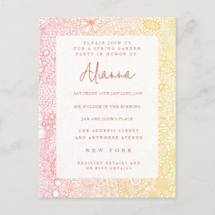 Postal Sunset Sunrise Garden Scene Artist Coral Peach