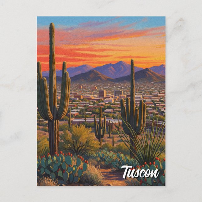 Postal Sunset Tuscon Skyline Arizona Travel (Anverso)