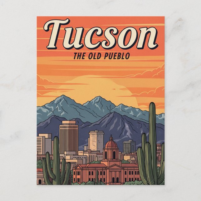 Postal Sunset Tuscon Skyline Arizona Travel (Anverso)