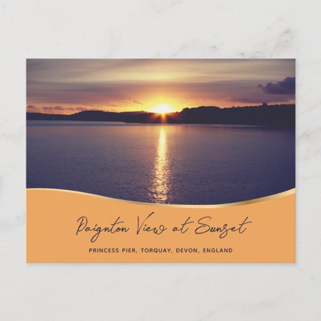 Postal Sunset View Paignton Princess Pier Torquay Inglate (Anverso)