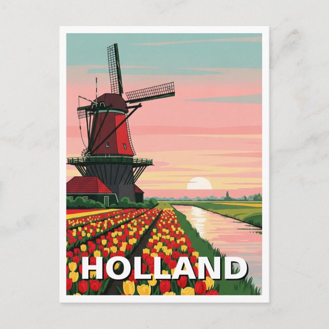 Postal Sunset Windmill Holanda (Anverso)