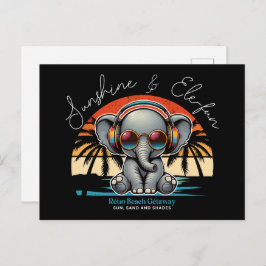 Postal Sunshine de primavera y Ele-fun Retro Beach Getawa