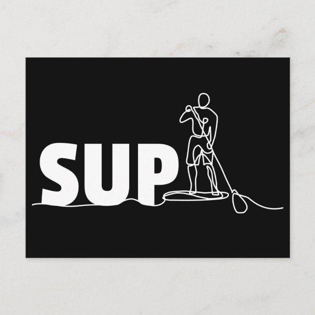 Postal SUP Stand Up Paddel One Line Art Postcard (Anverso)