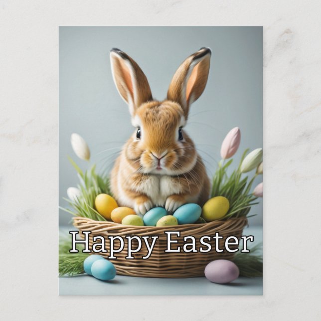 Postal Super Cute Happy Easter Bunny (Anverso)