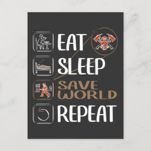 Postal Super Firefighter salva al mundo. Divertido dicho.