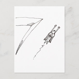 Postal Super Héroe de Dibujos Animados Volando