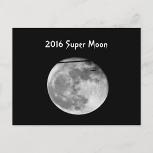 Postal ¡Super Luna con el avión pasando/Personalizable!