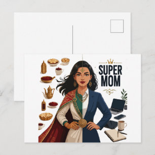 Postal Super Mamá Doble Vida Profesional y Tradicional 