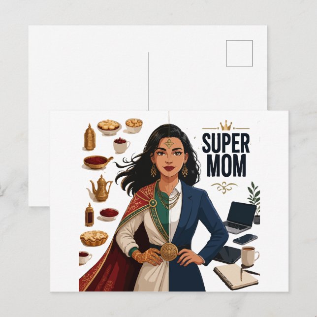 Postal Super Mamá Doble Vida Profesional y Tradicional  (Anverso / Reverso)