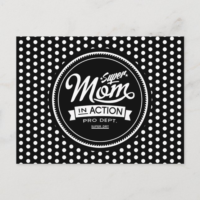Postal Super Mamá En Acción Oscura (Anverso)