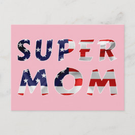 Postal Super Mamá y la bandera estadounidense