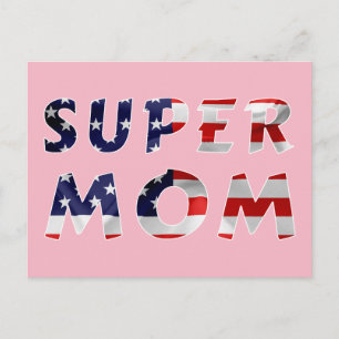 Postal Super Mamá y la bandera estadounidense