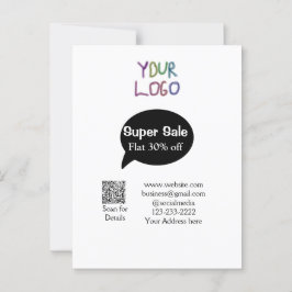 Postal super oferta descuento comercial escanea código QR