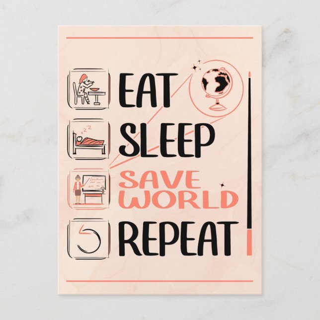 Postal Super Profesor de Geografía Salva el Mundo Regalo  (Anverso)