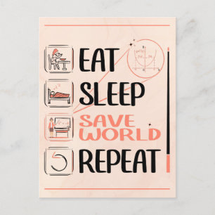 Postal Super Profesor de Matemáticas Salva el Mundo. Rega