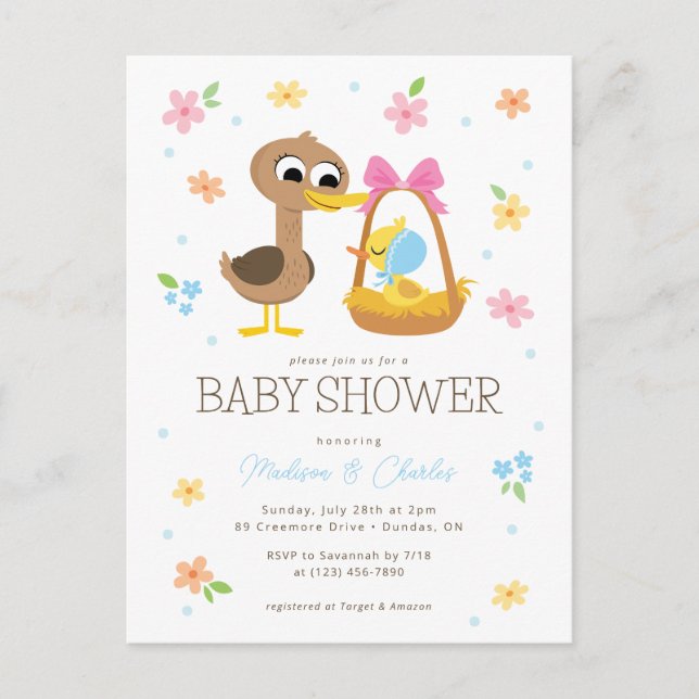 Postal Super Simple | 5 Little Ducks Boy Baby Shower (Anverso)
