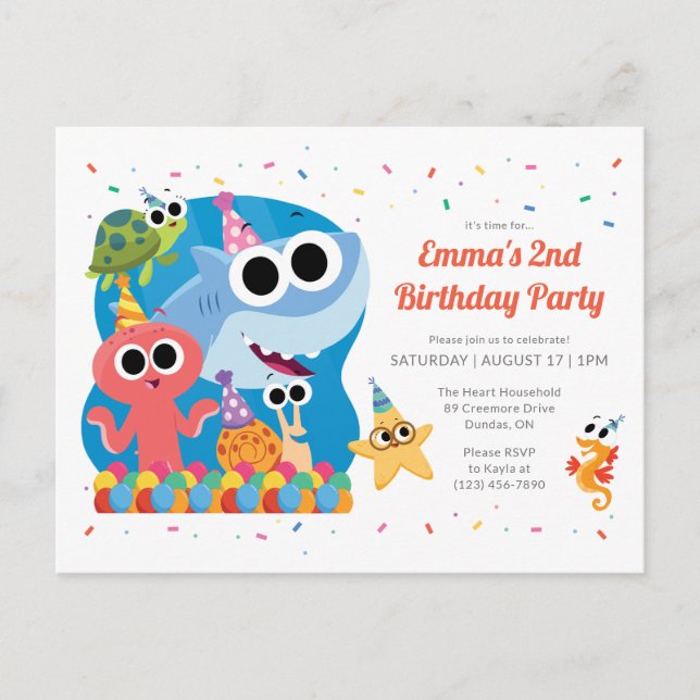 Postal Super Simple | Finny the Shark Confetti Birthday (Anverso)