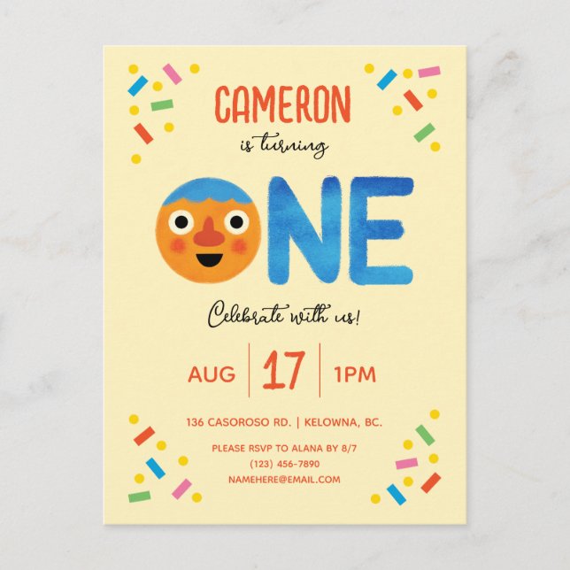 Postal Super Simple Noodle & Pals Confetti Cumpleaños 1 (Anverso)