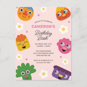 Postal Super Simple   Noodle & Pals Cumpleaños Floral Ros