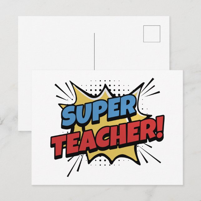 Postal Super Teacher Comic Style (Anverso / Reverso)