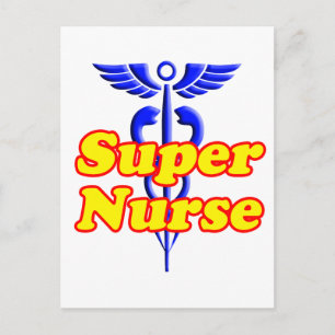 Postal Superenfermera con Caduceus