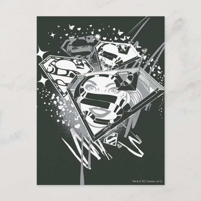Postal Supergirl Black and White (Anverso)