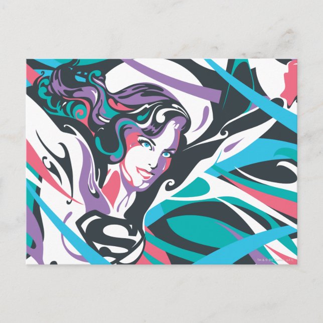 Postal Supergirl Color Splash Swirls 2 (Anverso)