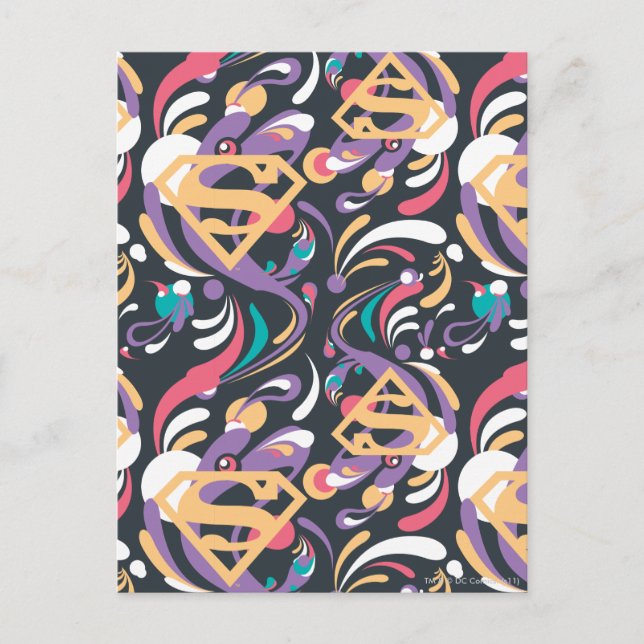 Postal Supergirl Color Splash Swirls Pattern 8 (Anverso)