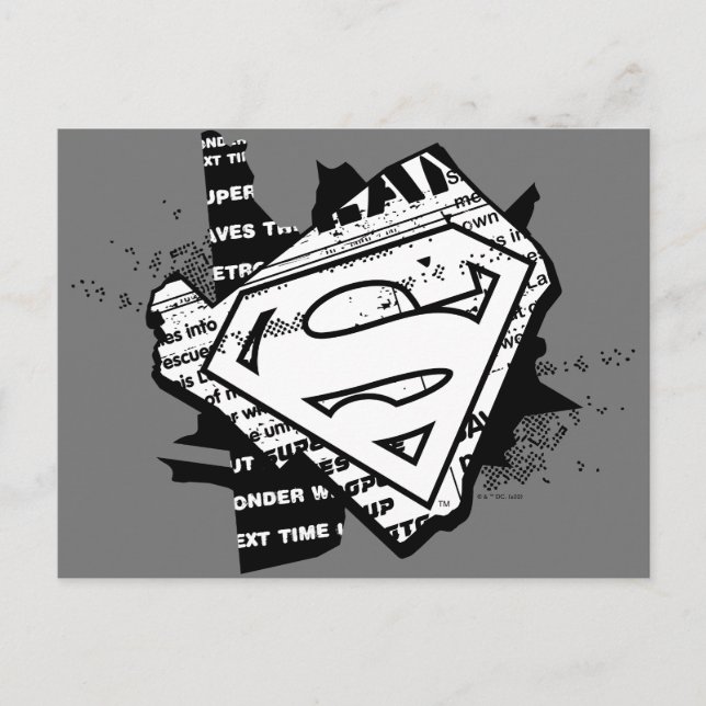 Postal Supergirl Escudo-S de papel de periódico (Anverso)