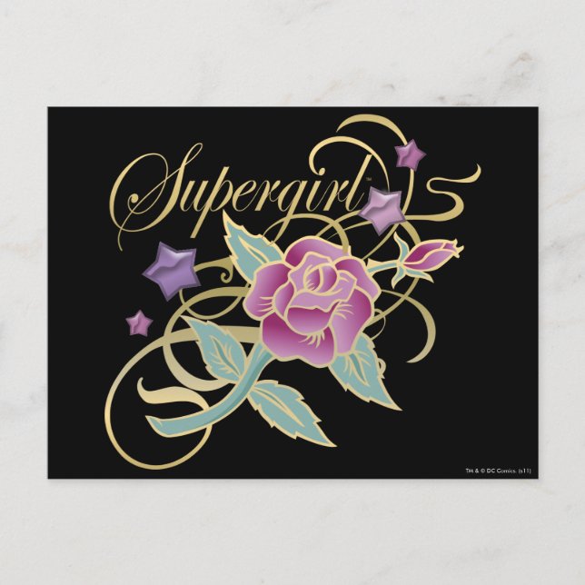Postal Supergirl Fancy Rosas (Anverso)