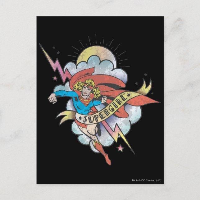 Postal Supergirl Flying Lightning Tattoo (Anverso)