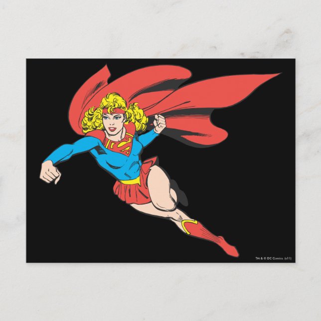Postal Supergirl Leaps and Punches (Anverso)