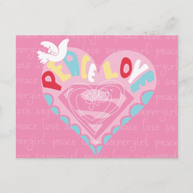 Postal Supergirl Peace and Love Pink (Anverso)