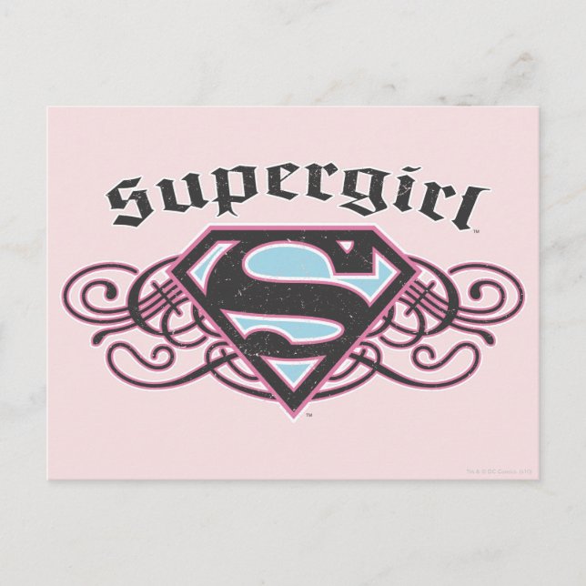Postal Supergirl Pin Strips Black and Pink (Anverso)