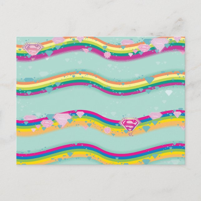 Postal Supergirl Rainbow Waves Green (Anverso)