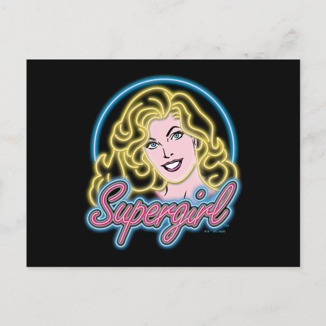 Postal Supergirl Retro Neon Lights Graphic (Anverso)