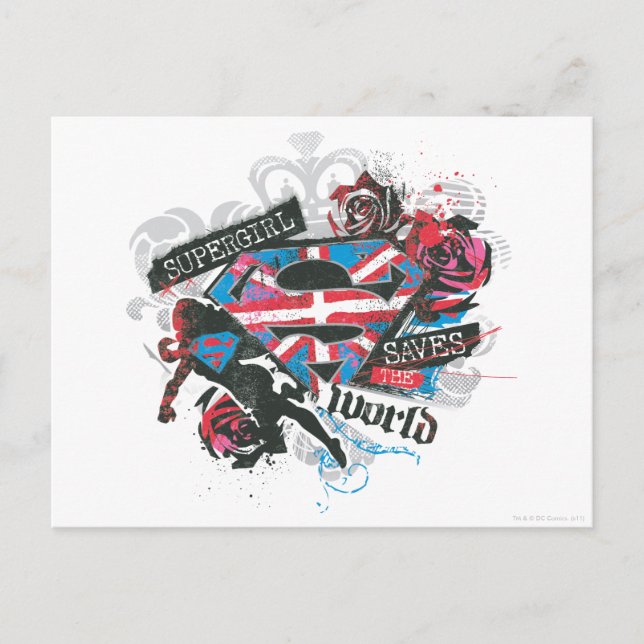 Postal Supergirl salva al mundo (Anverso)