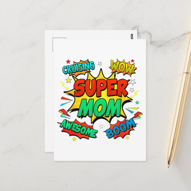 Postal Superhero Mamá Para Mujeres (Anverso/Reverso In Situ)