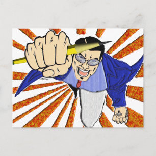 Postal Superhéroe con lápiz
