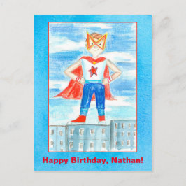 Postal Superhéroe Custom Name Happy Birday