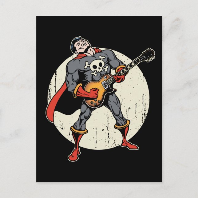 Postal Superhéroe de guitarra (Anverso)
