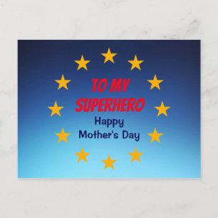 Postal Superhéroe de novedad del Día de la Madre personal